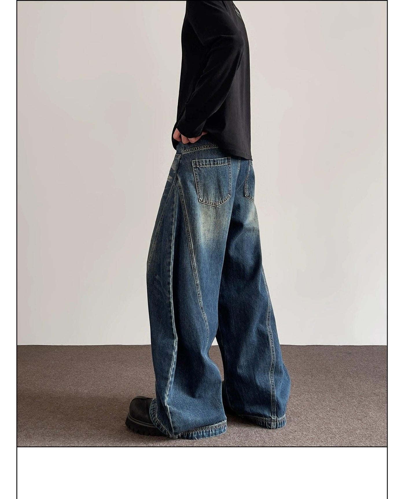 Whiskers Loose Scimitar Jeans Korean Street Fashion Jeans By A PUEE Shop Online at OH Vault