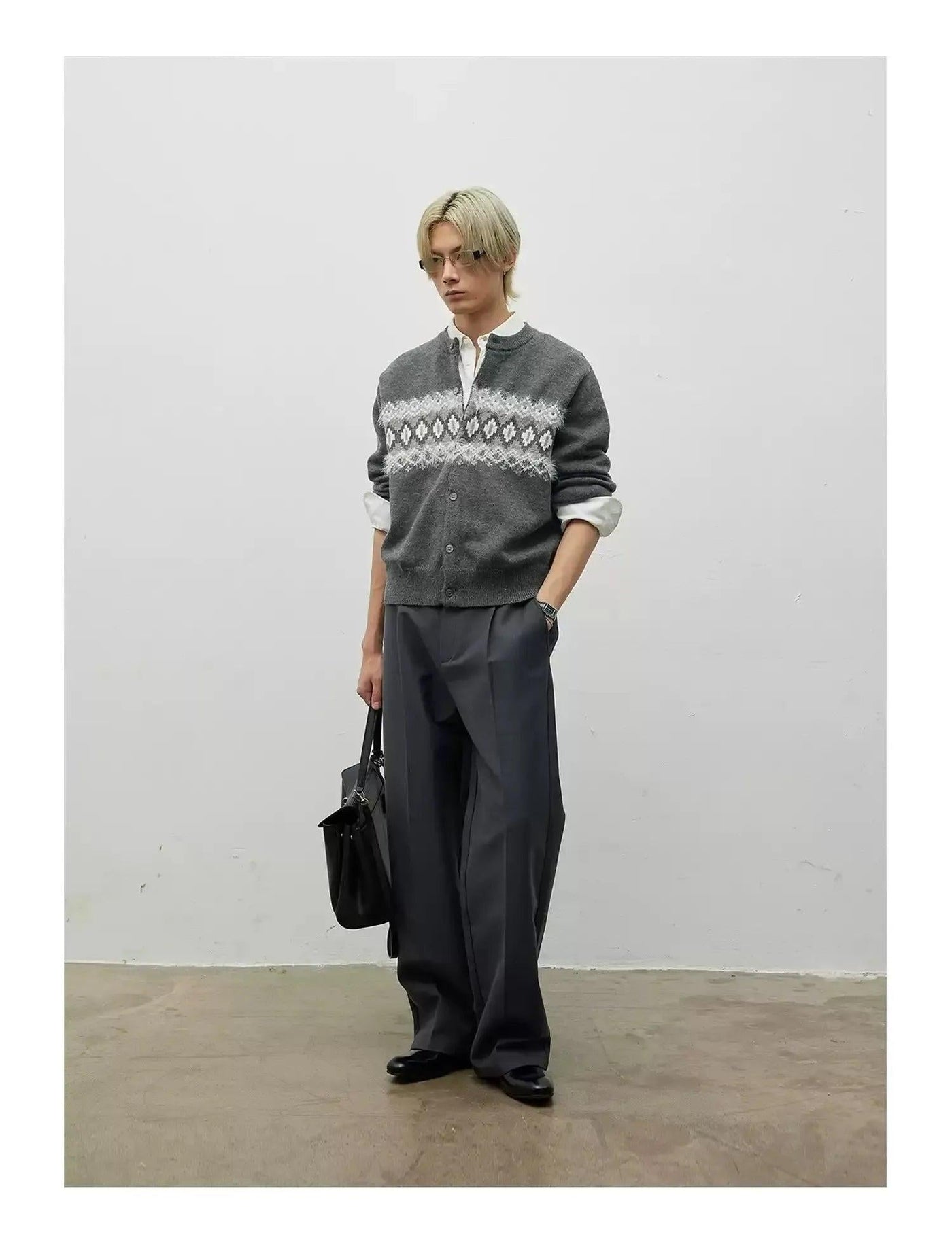 Pattern Knit Buttoned Cardigan Korean Street Fashion Cardigan By Terra Incognita Shop Online at OH Vault