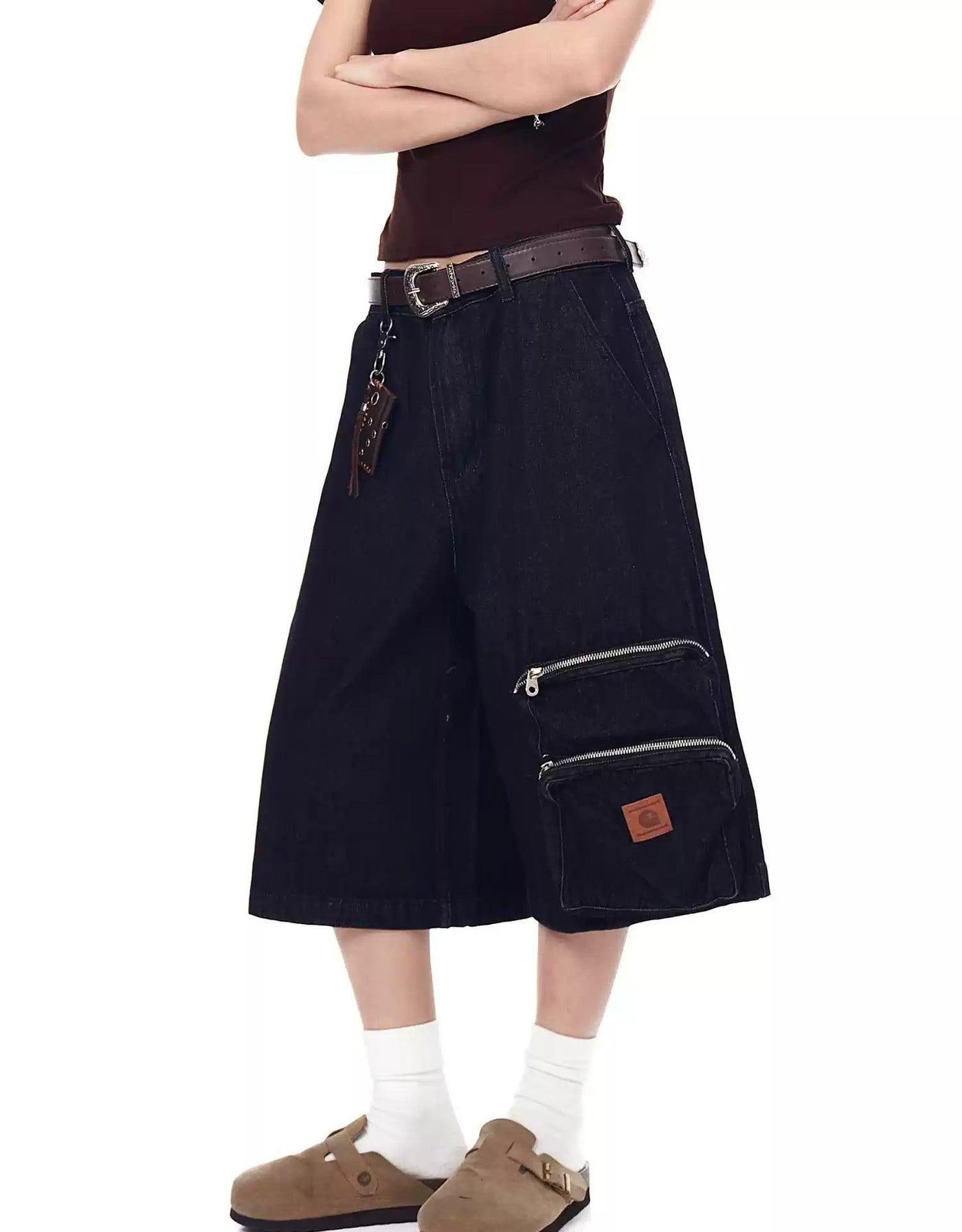 Double Zip Pockets Denim Shorts Korean Street Fashion Shorts By Blacklists Shop Online at OH Vault