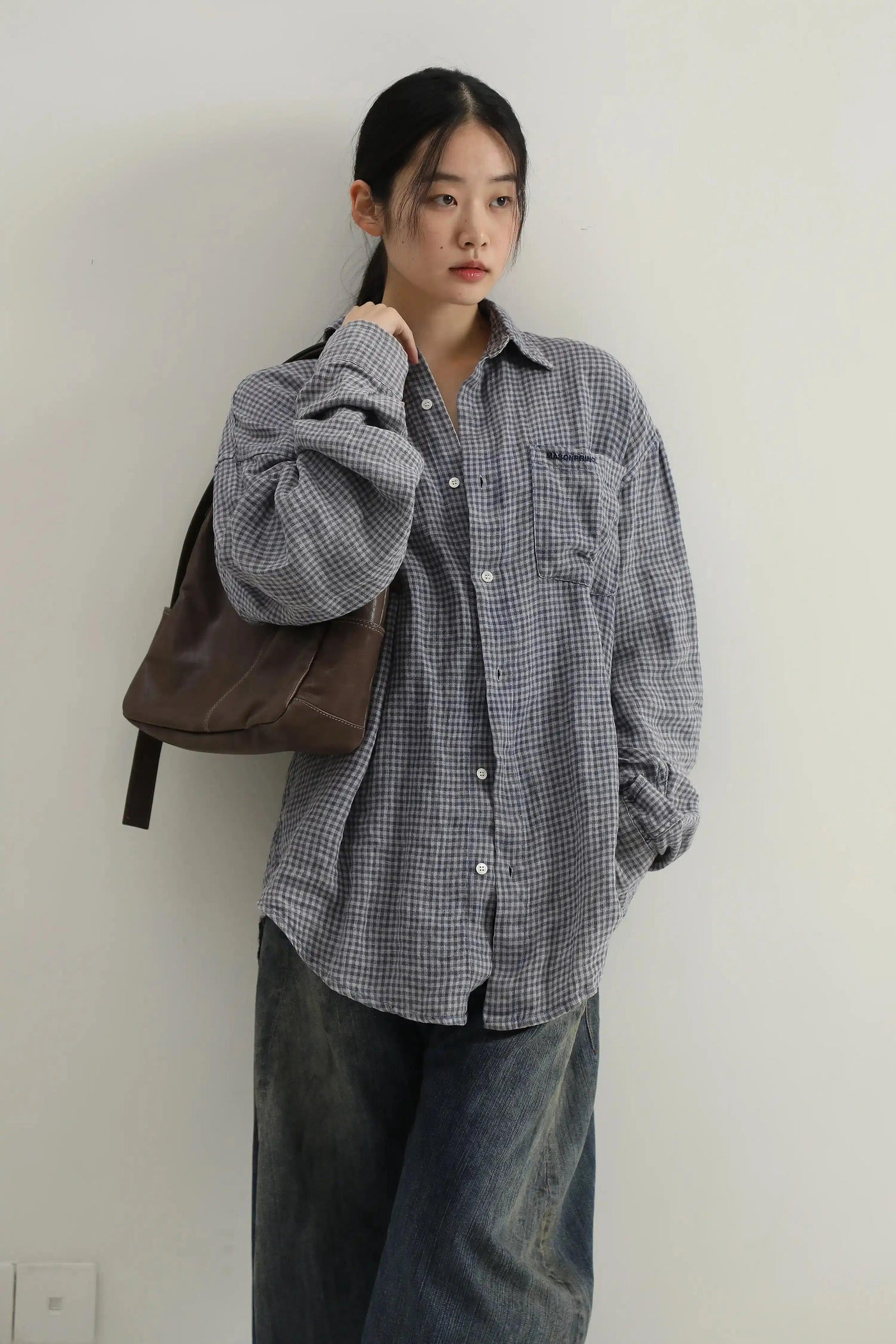 Linen Plaid Casual Shirt Korean Street Fashion Shirt By Mason Prince Shop Online at OH Vault