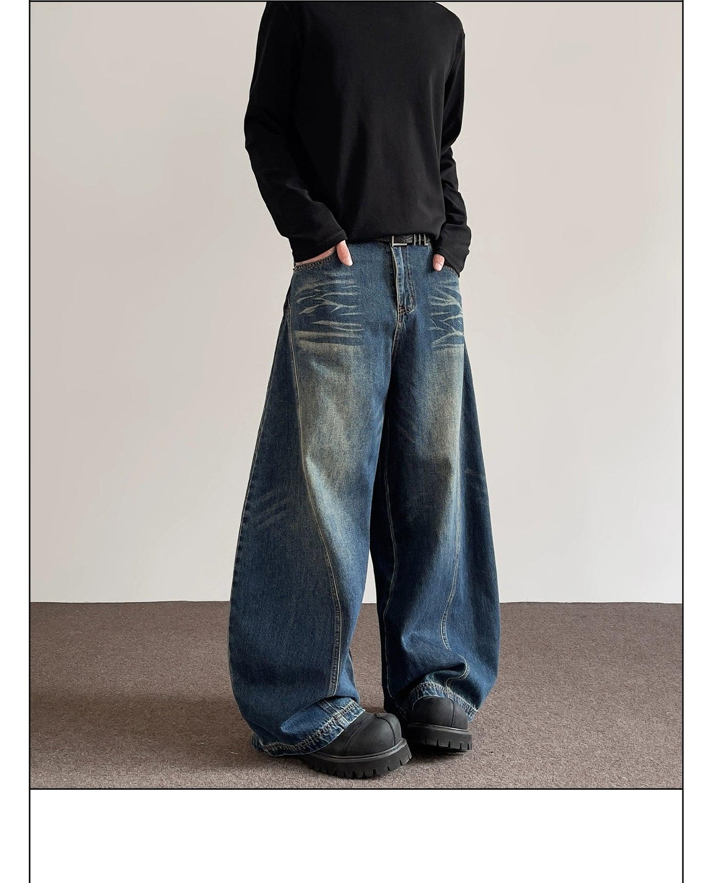 Whiskers Loose Scimitar Jeans Korean Street Fashion Jeans By A PUEE Shop Online at OH Vault