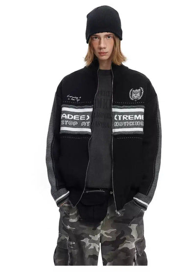 College Style Embroidery Knit Jacket Korean Street Fashion Jacket By Made Extreme Shop Online at OH Vault