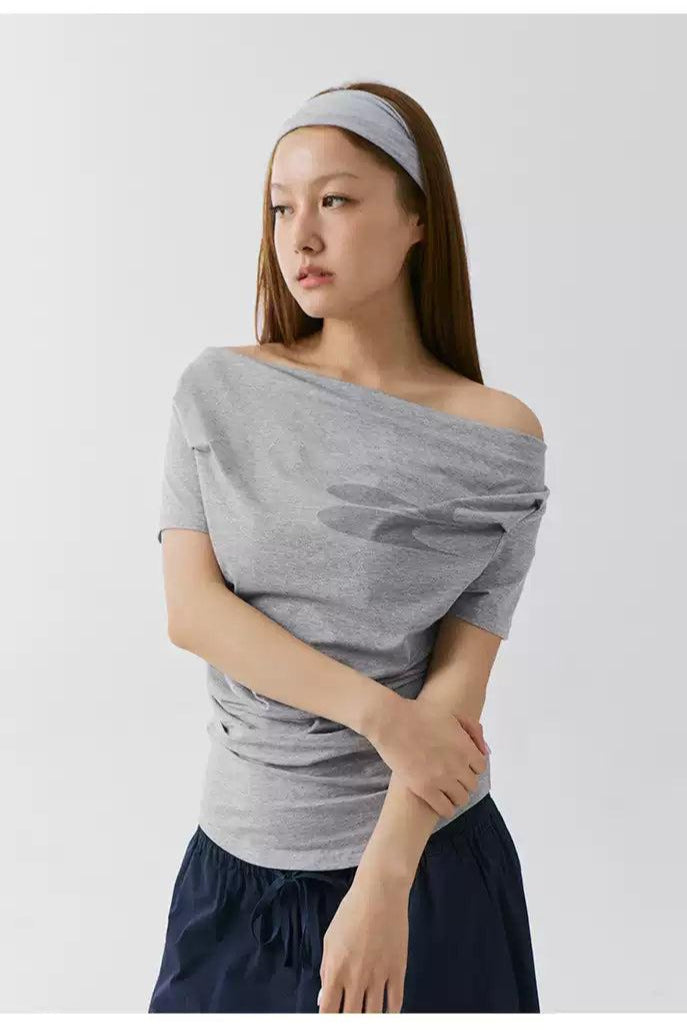 Off Shoulder Pleated Blouse Korean Street Fashion Blouse By Crying Center Shop Online at OH Vault