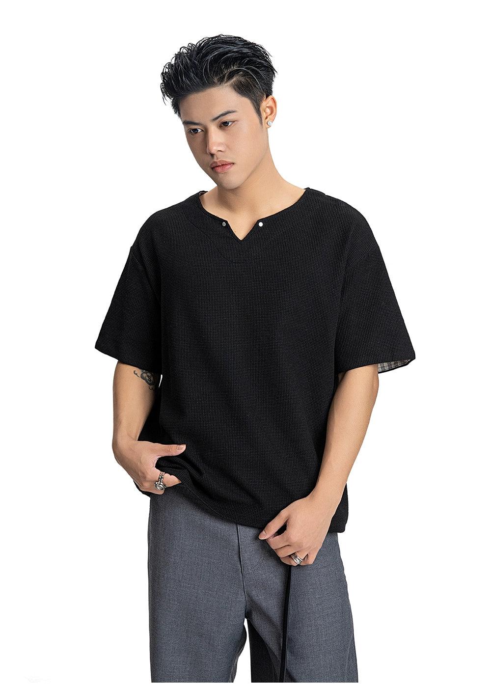 Waffle Grid Boxy T-Shirt Korean Street Fashion T-Shirt By Made Extreme Shop Online at OH Vault