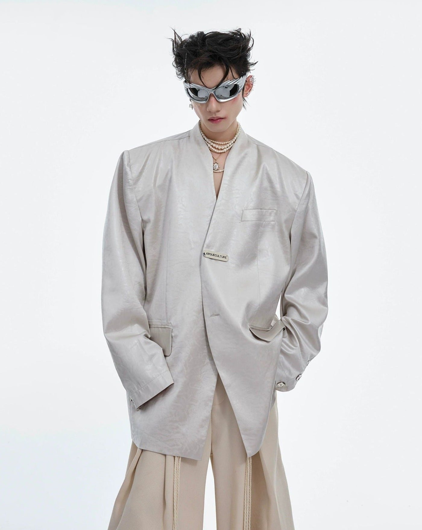 Shiny Flowy Loose Blazer Korean Street Fashion Blazer By Argue Culture Shop Online at OH Vault