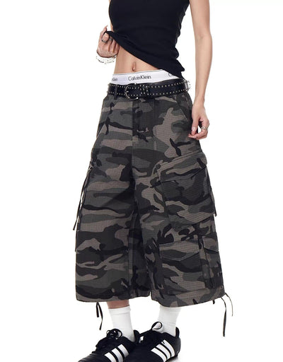 Mid Length Camouflage Cargo Shorts Korean Street Fashion Shorts By Blacklists Shop Online at OH Vault