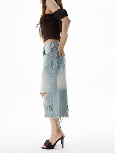 Raw End String Detail Denim Shorts Korean Street Fashion Shorts By 77Flight Shop Online at OH Vault