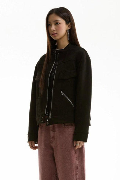 Front Flap Pocket Zipped Jacket Korean Street Fashion Jacket By Funky Fun Shop Online at OH Vault