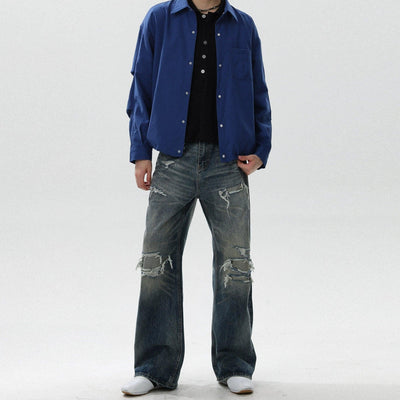 Faded Fray Ripped Jeans Korean Street Fashion Jeans By Mr Nearly Shop Online at OH Vault