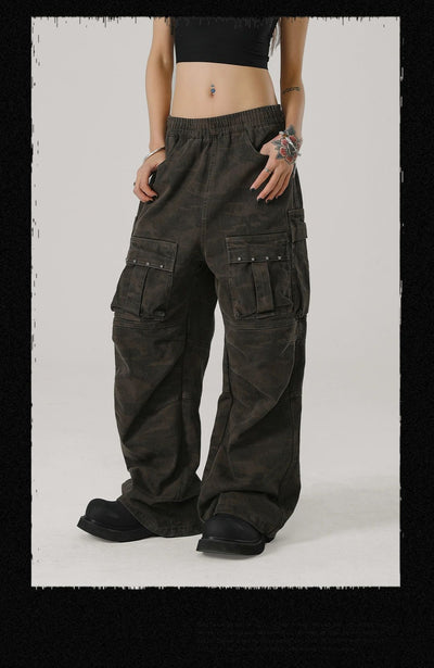 Gartered Camouflage Cargo Pants Korean Street Fashion Pants By JHYQ Shop Online at OH Vault
