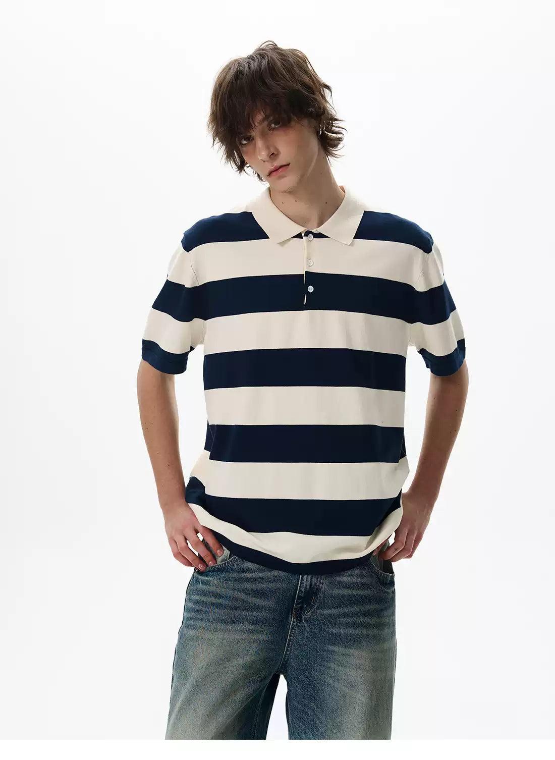 Wide Stripes Comfty Polo Korean Street Fashion Polo By 77Flight Shop Online at OH Vault
