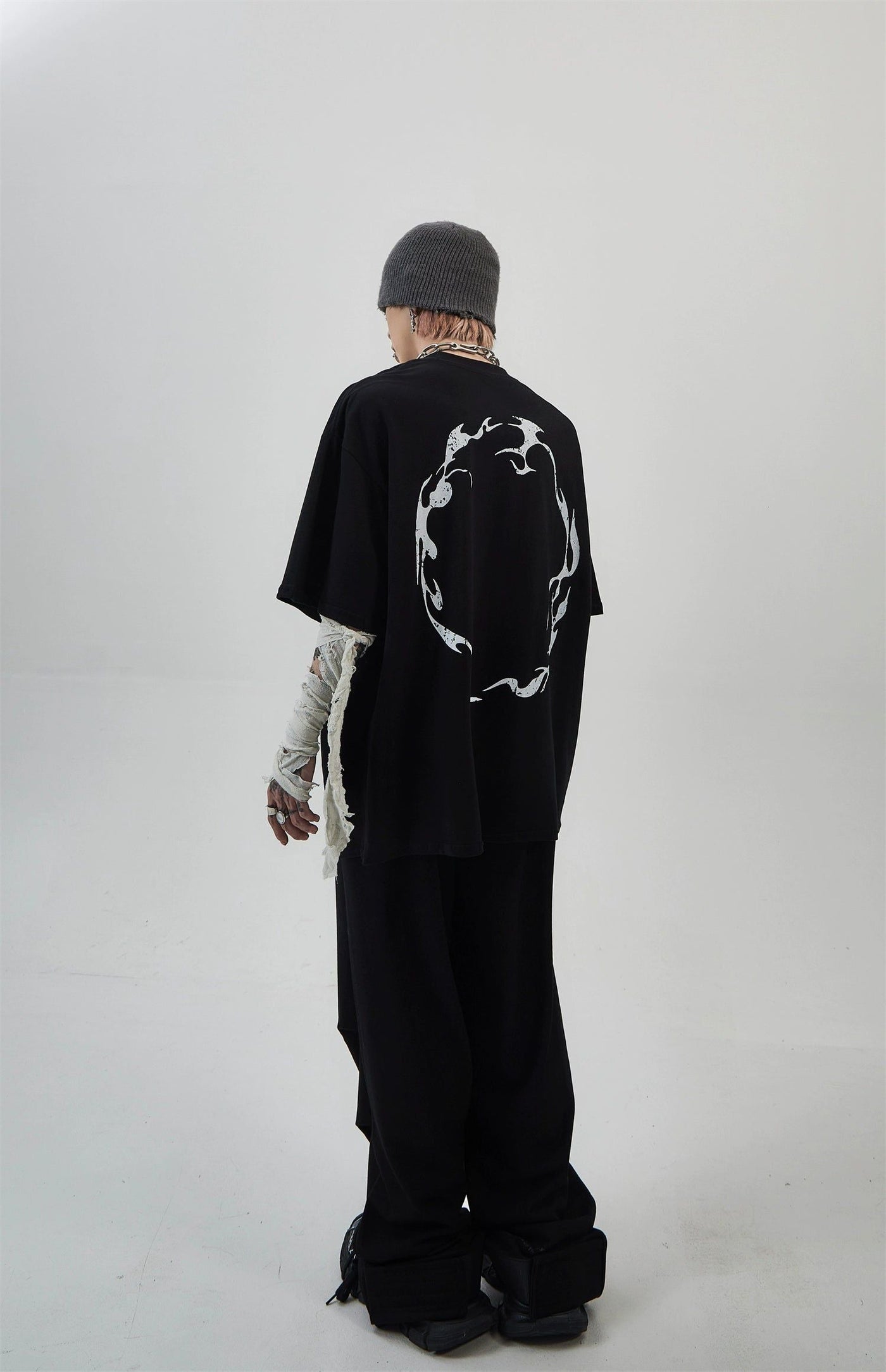 Flame Graphic T-Shirt Korean Street Fashion T-Shirt By Ash Dark Shop Online at OH Vault