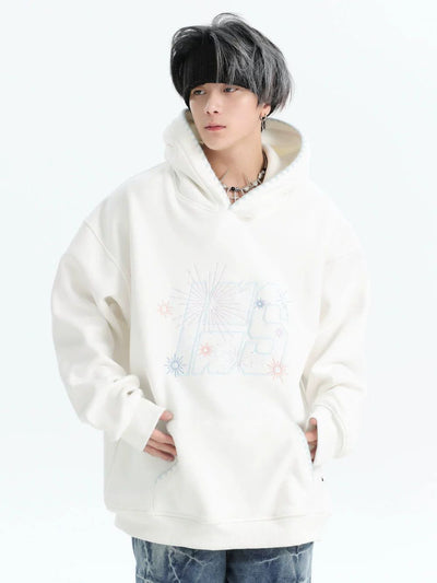 Fireworks Logo Stitch Hoodie Korean Street Fashion Hoodie By INS Korea Shop Online at OH Vault