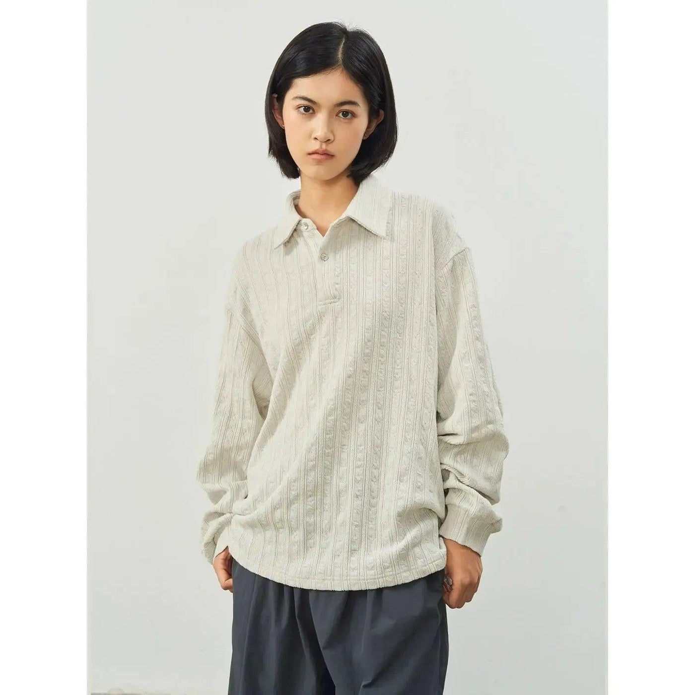 Clean Fit Textured L/S Polo