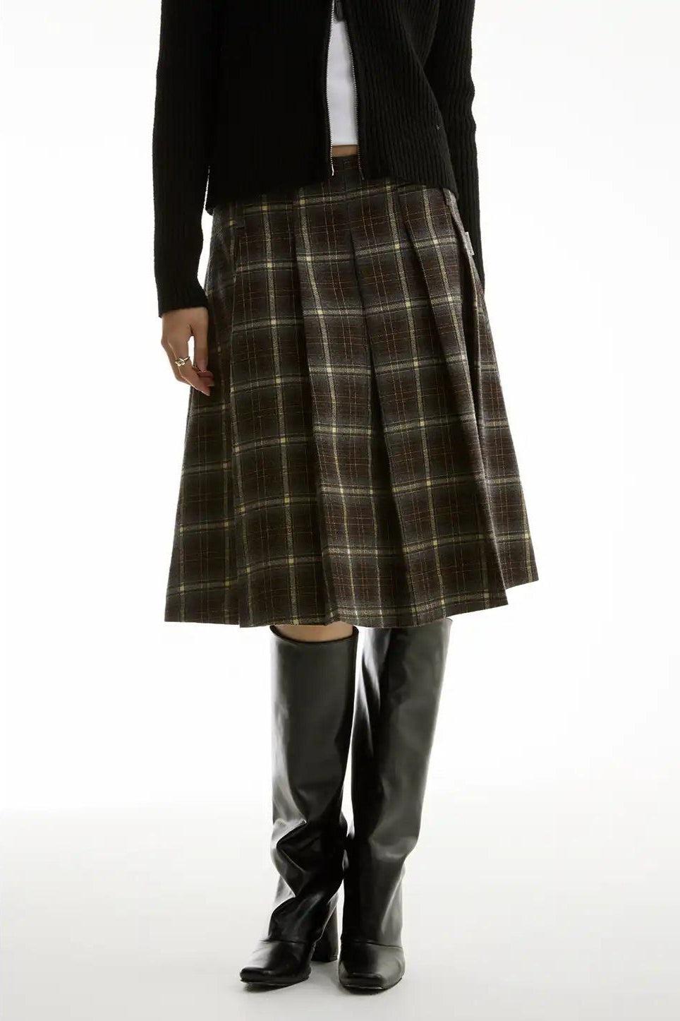 Plaid School Style Pleated Skirt Korean Street Fashion Skirt By Funky Fun Shop Online at OH Vault