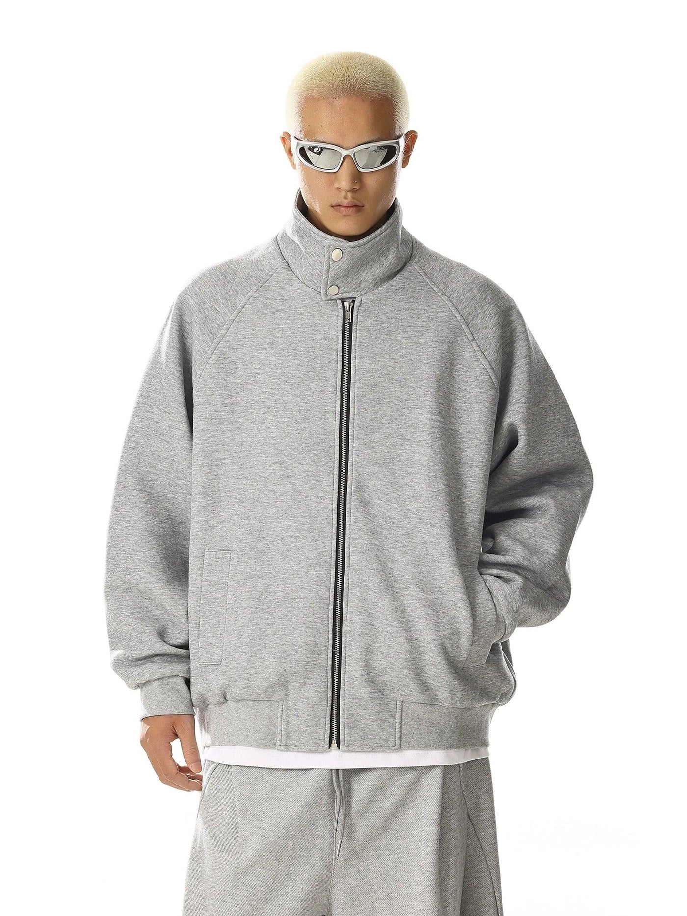 Funnel Neck Full-Zip Jacket Korean Street Fashion Jacket By MEBXX Shop Online at OH Vault