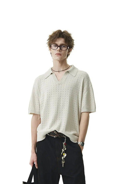 Hole-Punch Knitted Polo Korean Street Fashion Polo By Cro World Shop Online at OH Vault