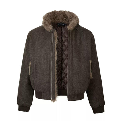 Faux-Fur Lined Padded Textured Jacket Korean Street Fashion Jacket By Made Extreme Shop Online at OH Vault