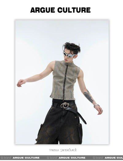Faded Paint Smudged Vest Korean Street Fashion Vest By Argue Culture Shop Online at OH Vault