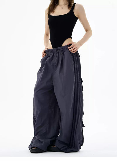 Back Flap Pockets Cargo Track Pants Korean Street Fashion Pants By 77Flight Shop Online at OH Vault