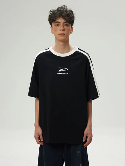 Contrast Spliced Basic T-Shirt Korean Street Fashion T-Shirt By Jump Next Shop Online at OH Vault