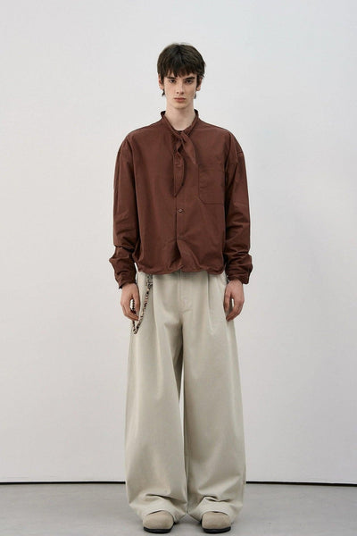 Tie Neck Scarf Buttoned Shirt Korean Street Fashion Shirt By MaxDstr Shop Online at OH Vault