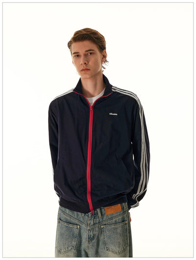 Contrast Two Zips Striped Jacket Korean Street Fashion Jacket By Mr Nearly Shop Online at OH Vault