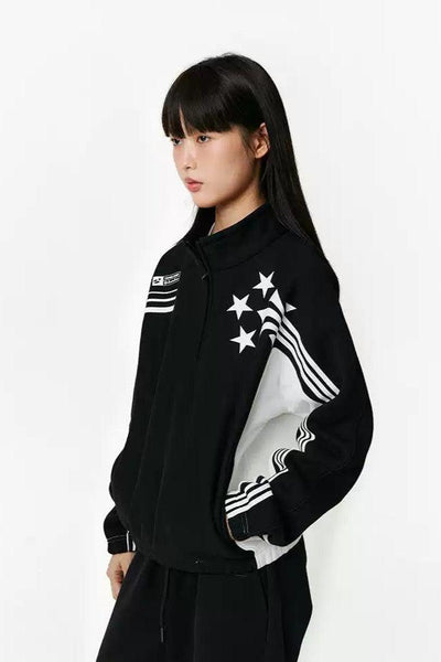 Stars and Stripes Sporty Jacket Korean Street Fashion Jacket By Crying Center Shop Online at OH Vault