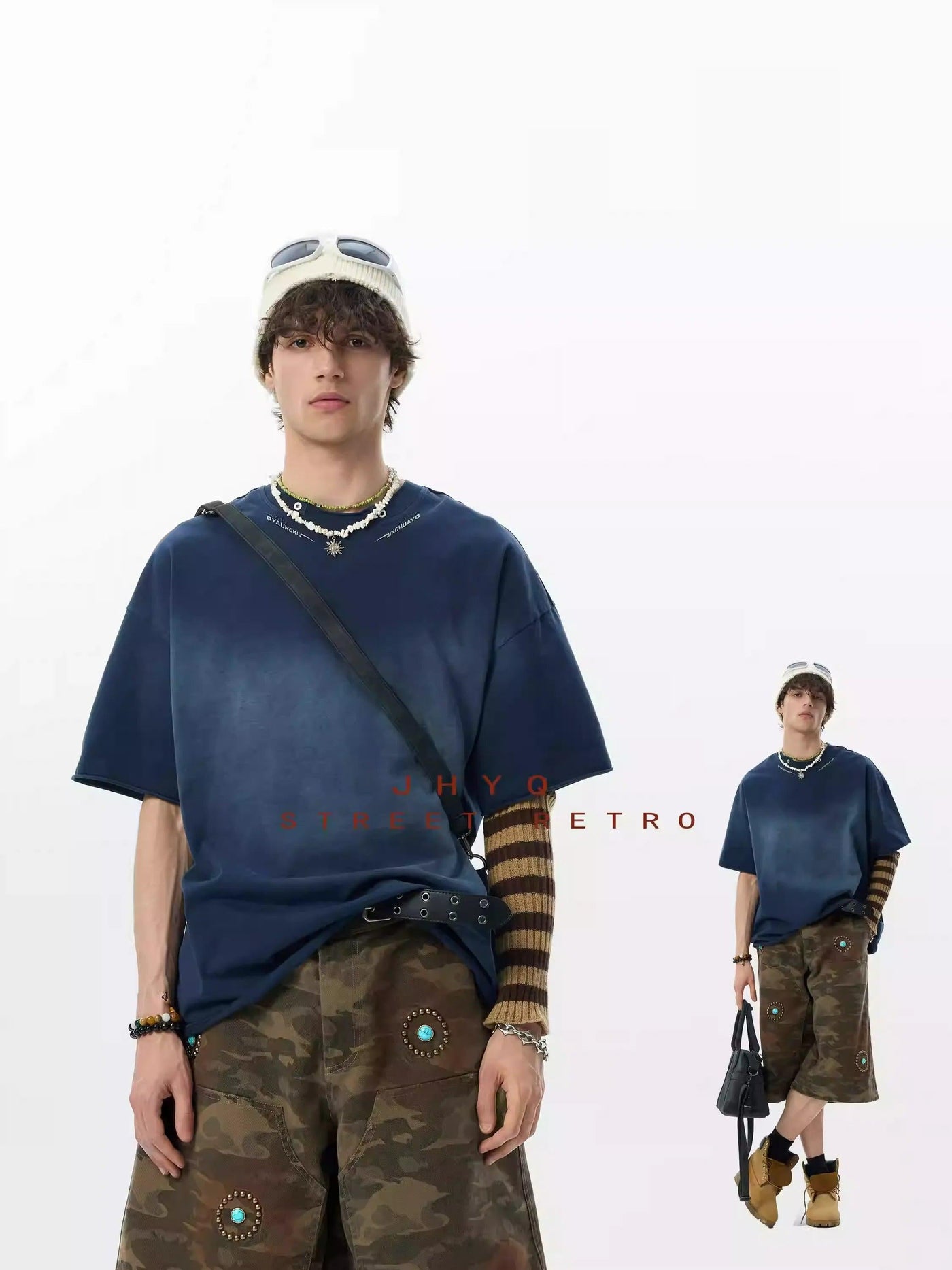 Spray Washed Irregular Neckline T-Shirt Korean Street Fashion T-Shirt By JHYQ Shop Online at OH Vault