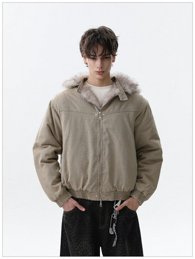 Faux Fur Lining Zipped Jacket Korean Street Fashion Jacket By Mr Nearly Shop Online at OH Vault