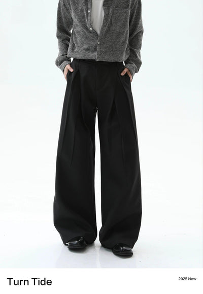 Fold Pleated Relax Fit Pants Korean Street Fashion Pants By Turn Tide Shop Online at OH Vault