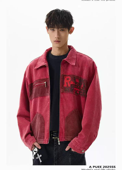 Corduroy Patchwork Jacket Korean Street Fashion Jacket By A PUEE Shop Online at OH Vault