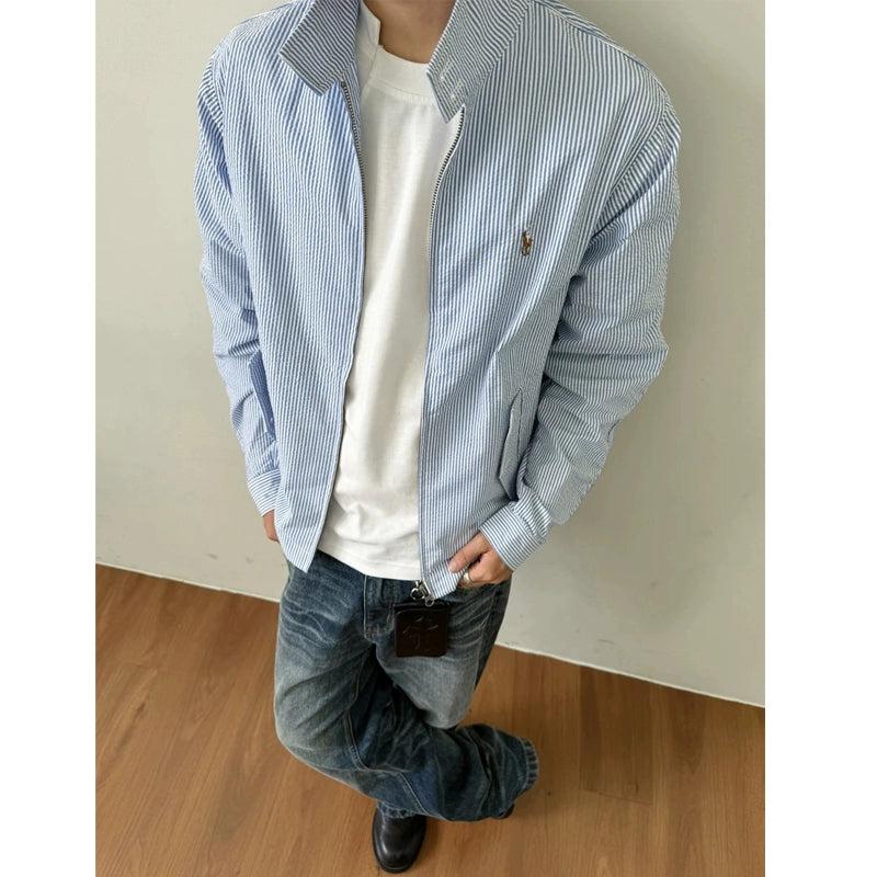 Vertical Striped Clean Fit Jacket Korean Street Fashion Jacket By Made Extreme Shop Online at OH Vault