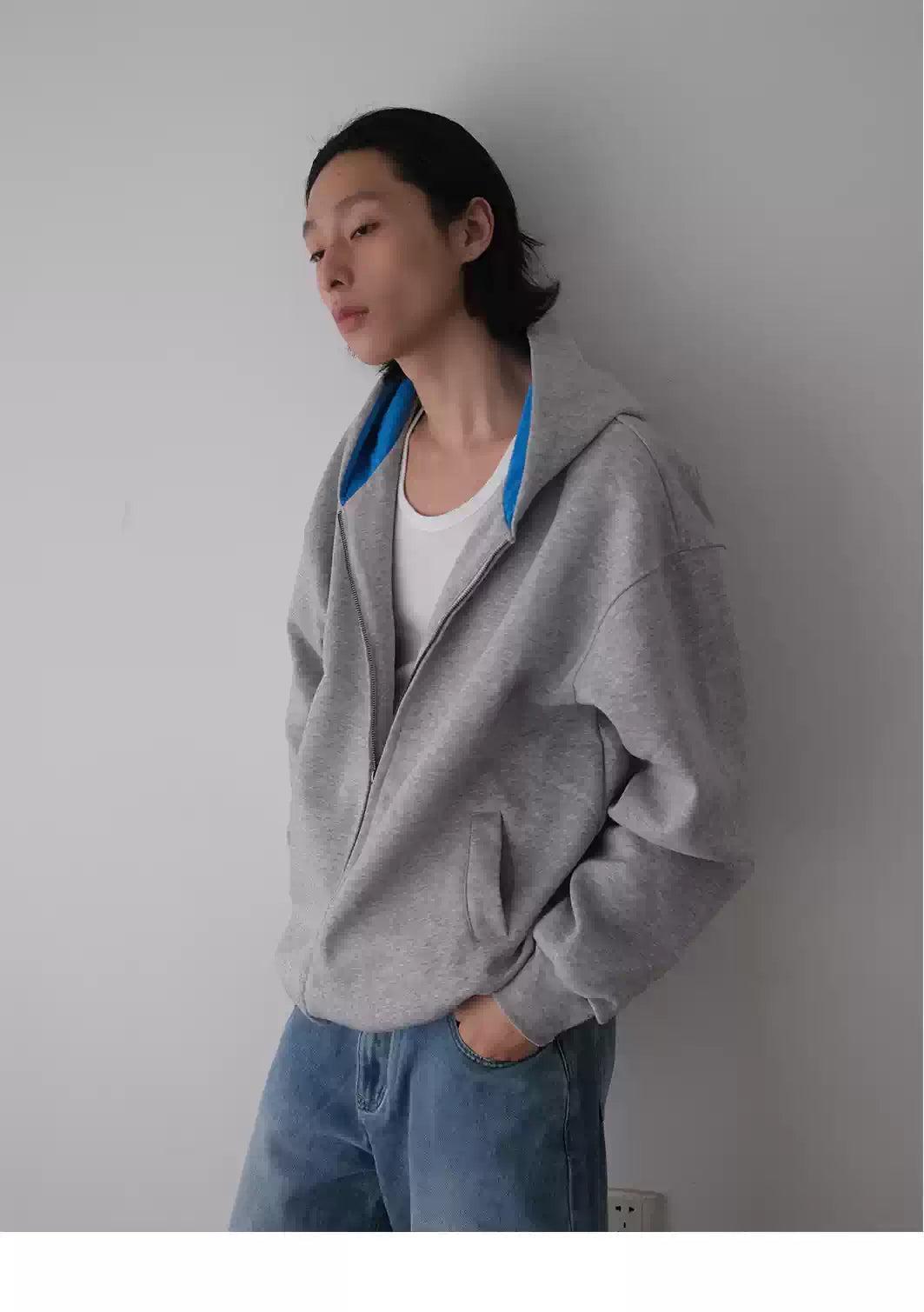 Color Lining Zip-Up Hoodie Korean Street Fashion Jacket By In Knots Shop Online at OH Vault