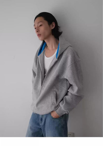 Color Lining Zip-Up Hoodie Korean Street Fashion Jacket By In Knots Shop Online at OH Vault