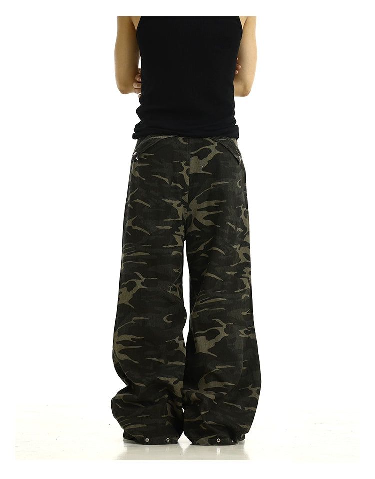 Wide Side Pockets Camouflage Jeans Korean Street Fashion Jeans By MEBXX Shop Online at OH Vault