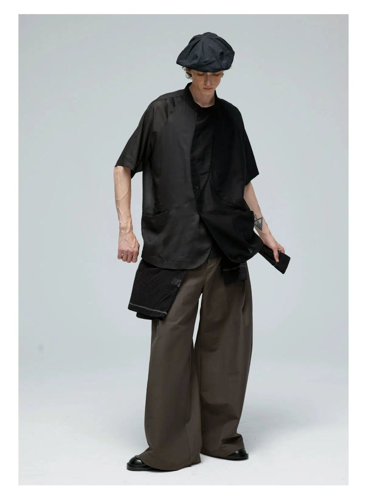 Curved Ends Loose Shirt Korean Street Fashion Shirt By Decesolo Shop Online at OH Vault