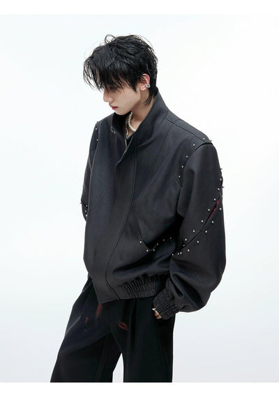 Metallic Bead Textured PU Leather Jacket Korean Street Fashion Jacket By Argue Culture Shop Online at OH Vault
