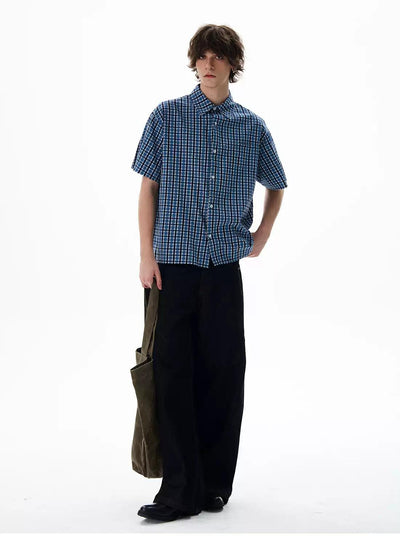 Retro Plaid Boxy Shirt Korean Street Fashion Shirt By 77Flight Shop Online at OH Vault