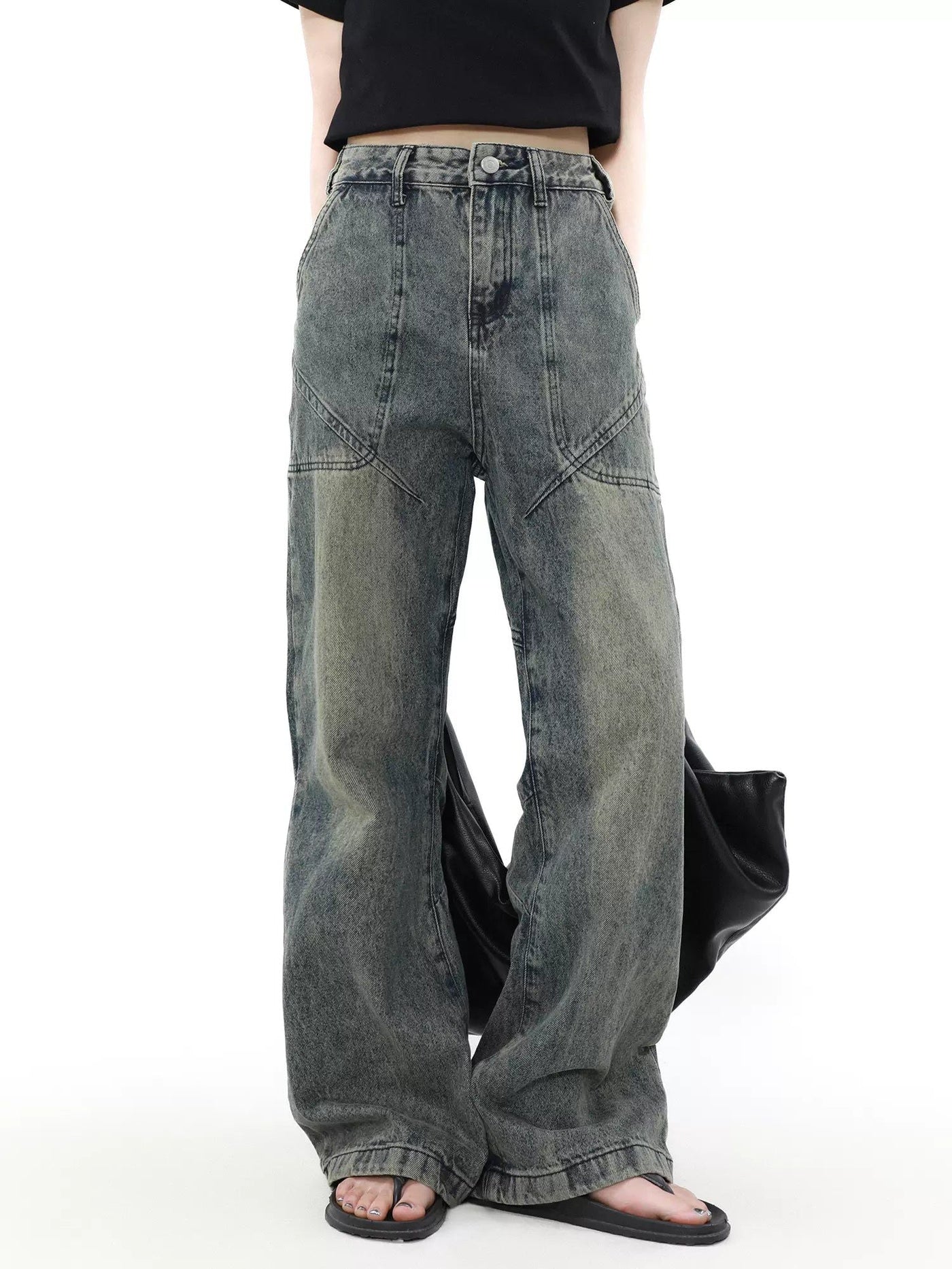 Washed Faded Workwear Jeans Korean Street Fashion Jeans By Mr Nearly Shop Online at OH Vault