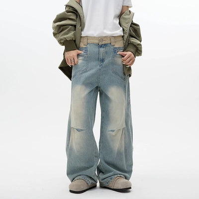 Fade Spots Spliced Jeans Korean Street Fashion Jeans By Apocket Shop Online at OH Vault