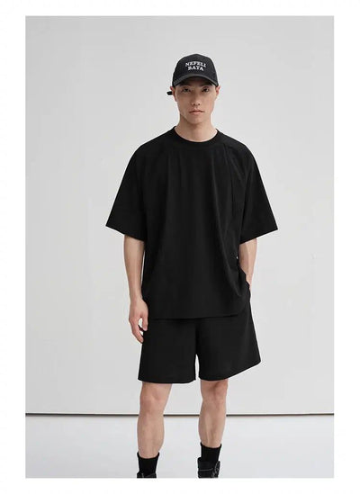 Neat Seams T-Shirt & Shorts Set Korean Street Fashion Clothing Set By NANS Shop Online at OH Vault