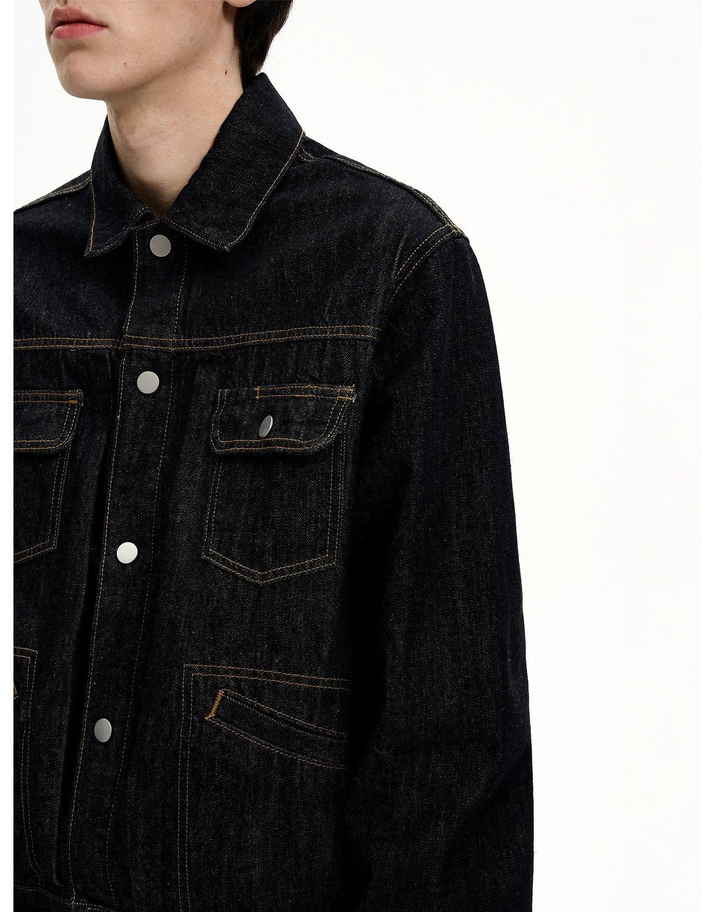 Multi-Pocket Topstitching Denim Jacket Korean Street Fashion Jacket By MaxDstr Shop Online at OH Vault