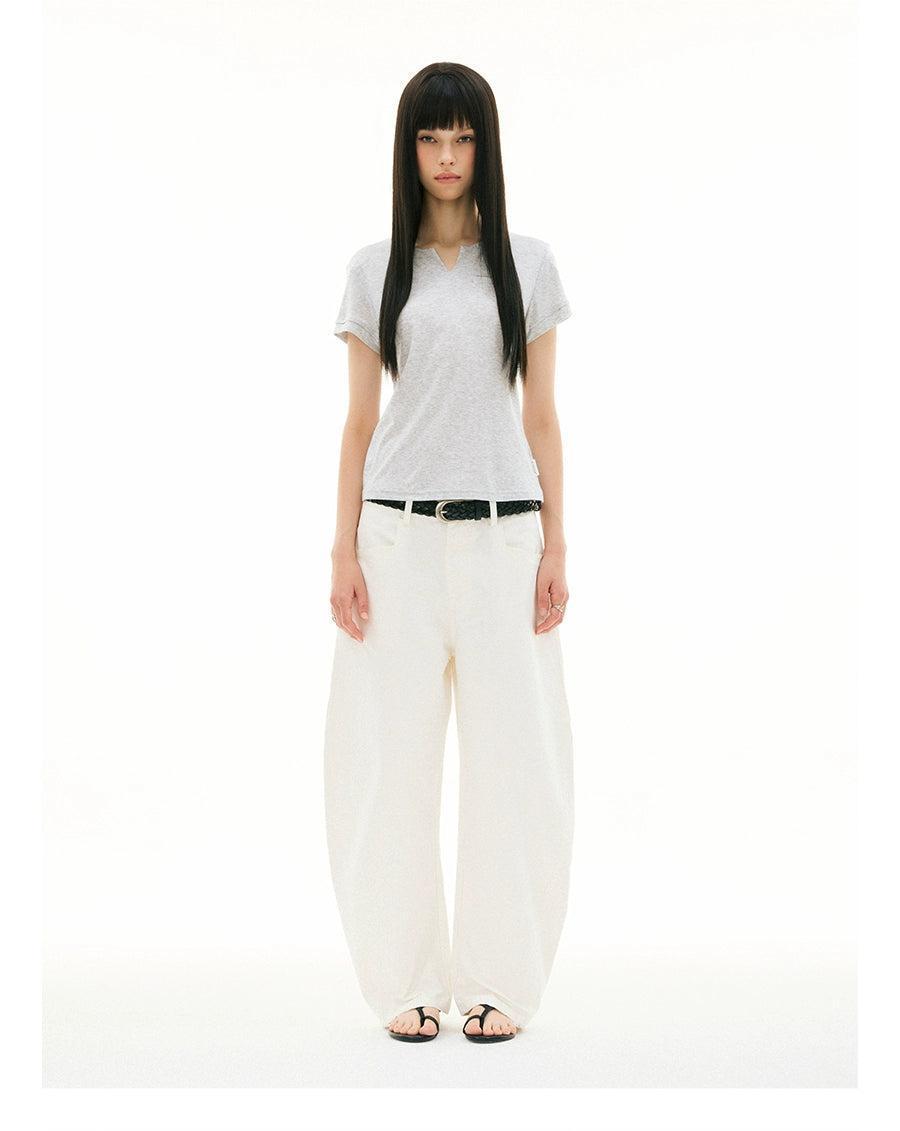 Basic Slim Fit V-Neck T-Shirt Korean Street Fashion T-Shirt By Funky Fun Shop Online at OH Vault