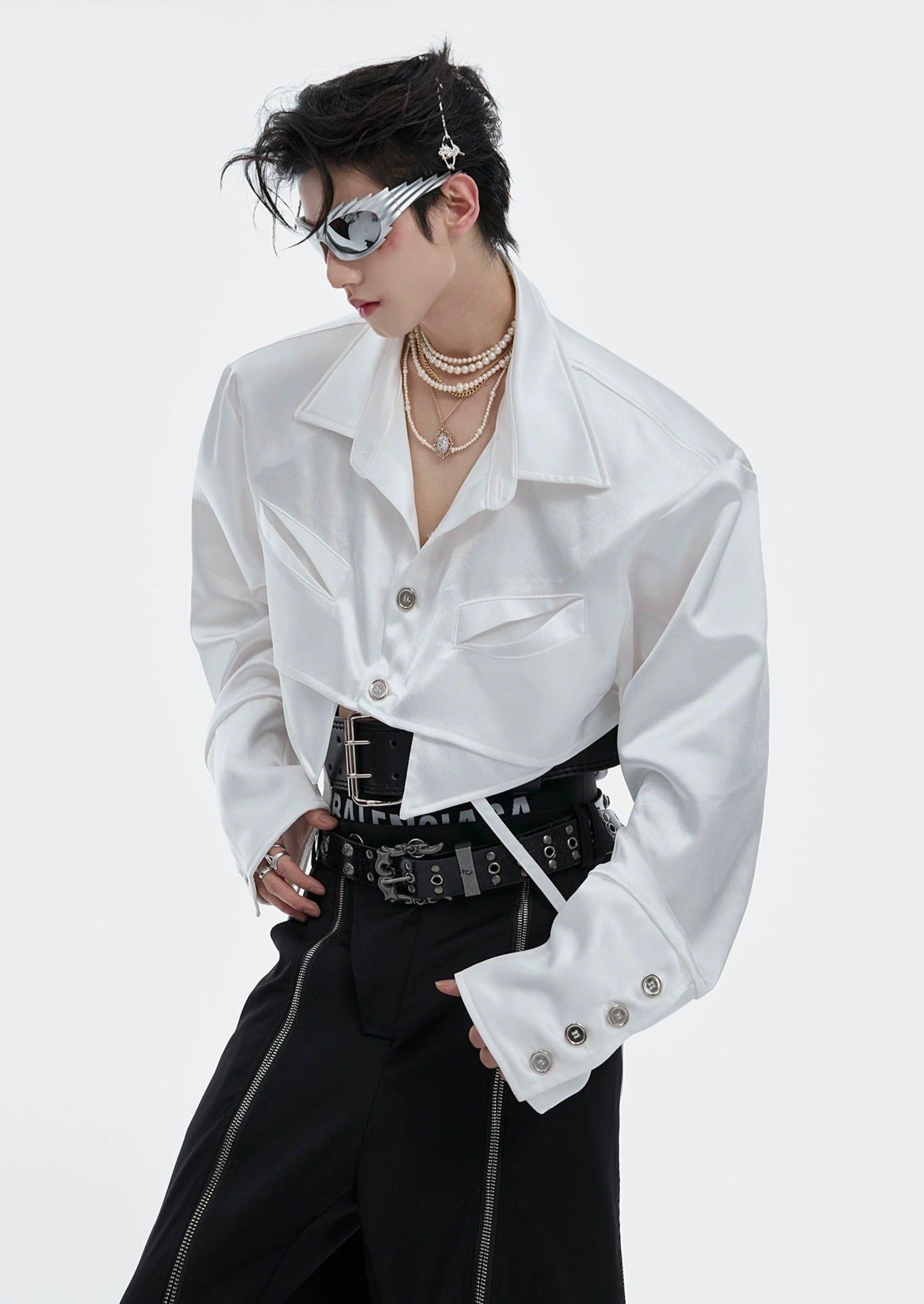 Cropped Multi-Button Flannel Shirt Korean Street Fashion Shirt By Argue Culture Shop Online at OH Vault