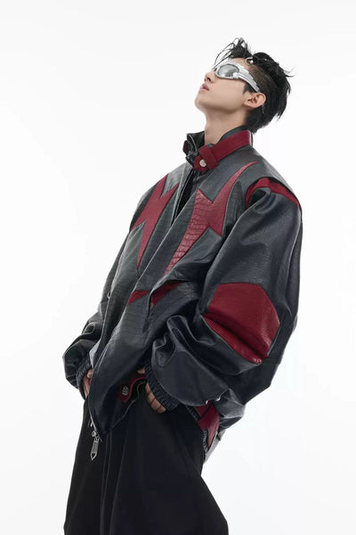 Blade Spliced PU Leather Jacket Korean Street Fashion Jacket By Argue Culture Shop Online at OH Vault