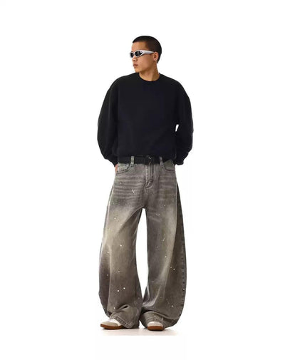 Washed Paint Splash Jeans Korean Street Fashion Jeans By MEBXX Shop Online at OH Vault