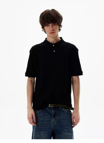 Two-Buttons Textured T-Shirt Korean Street Fashion T-Shirt By 77Flight Shop Online at OH Vault