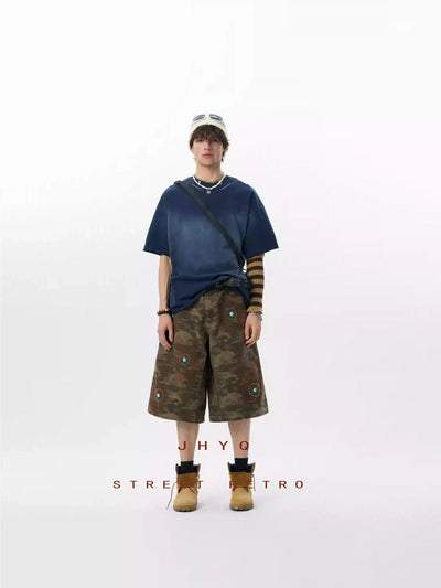 Spray Washed Irregular Neckline T-Shirt Korean Street Fashion T-Shirt By JHYQ Shop Online at OH Vault