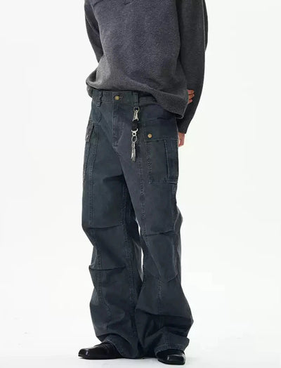 Washed Carpenter Style Jeans Korean Street Fashion Jeans By 77Flight Shop Online at OH Vault